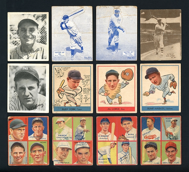 1930s Gum Card Shoebox Lot Of Goudey And Batter Ups (32) With HOFers