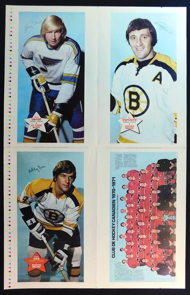 1971-72 O-Pee-Chee Hockey Posters Complete Set On Uncut Sheets