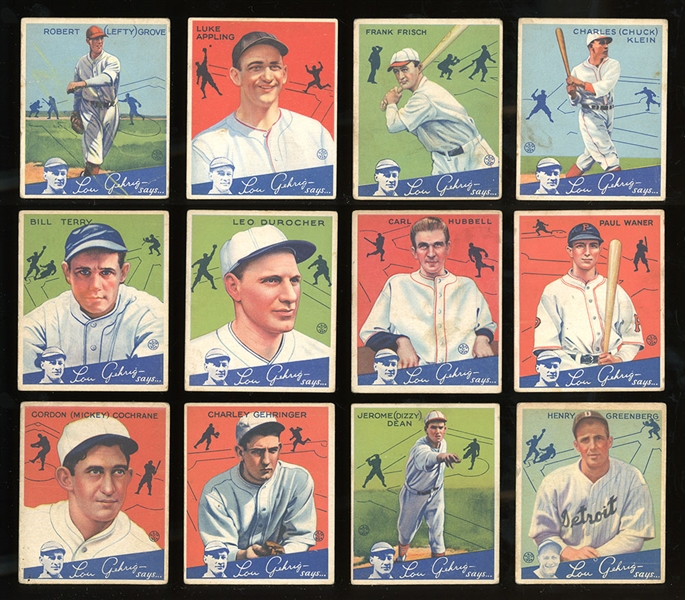 1934 Goudey Partial Set (65/96) With Many HOFers