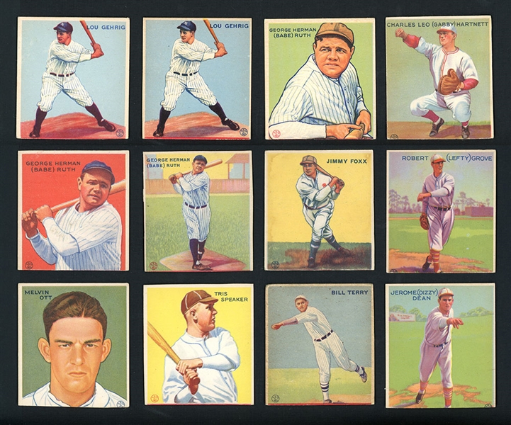 1933 Goudey Near Complete Set (222/240) With Many HOFers And Stars Including Ruth (3) And Gehrig (2)
