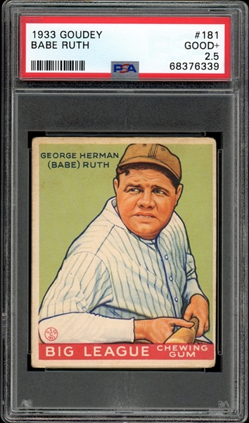 1933 Goudey #181 Babe Ruth PSA 2.5 GOOD+