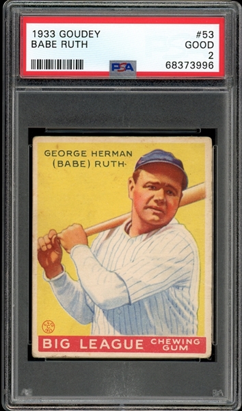1933 Goudey #53 Babe Ruth PSA 2 GOOD