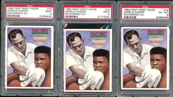 1992 Fight Night Faces #15 Muhammad Ali Angelo Dundee Group Of Three (3) PSA Graded 