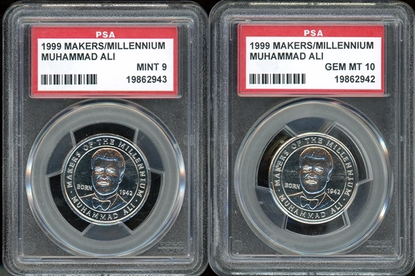 1999 Makers Millenium Collectors Universe Muhammad Coin Group Of Two (2) PSA Graded