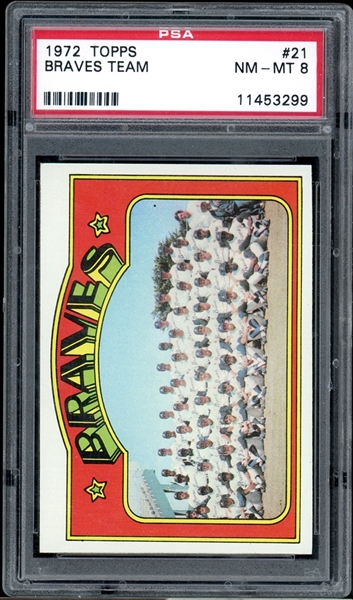 1972 Topps #21 Braves Team PSA 8 NM-MT