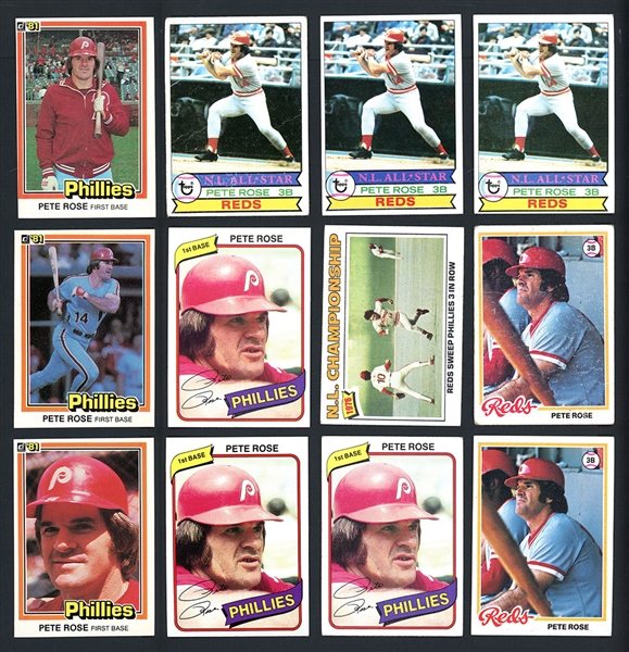 1978-87 Pete Rose Group Of 34 Cards