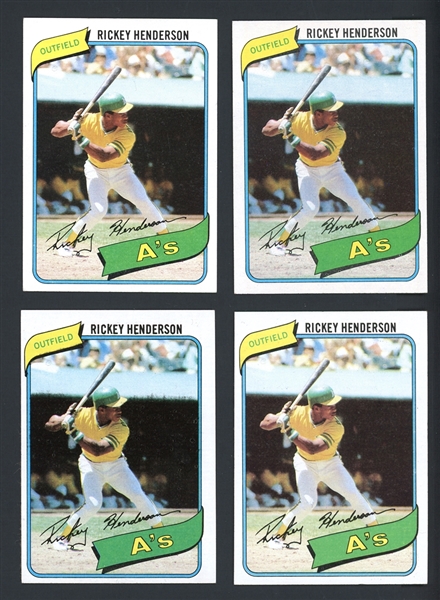 1980 Topps #482 Rickey Henderson Lot Of Four (4) Rookie Cards