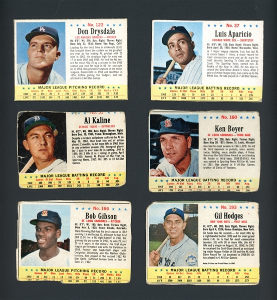 1963 Post Group Of 26 Cards Including Stars And HOFers Along With SPs