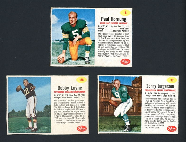 1962 Post Football Group Of 32 Cards Including Stars And HOFers