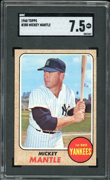 1968 Topps #280 Mickey Mantle SGC 7.5 NM+