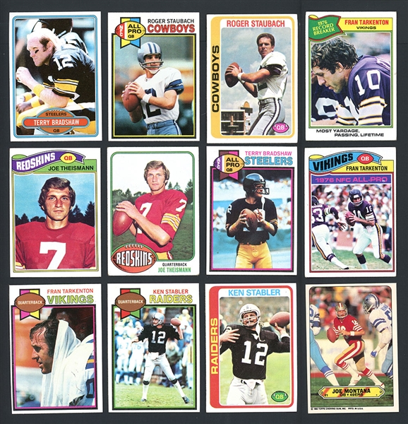 1976-83 Topps Football Hall Of Fame Quarterback Group Of 37 Cards