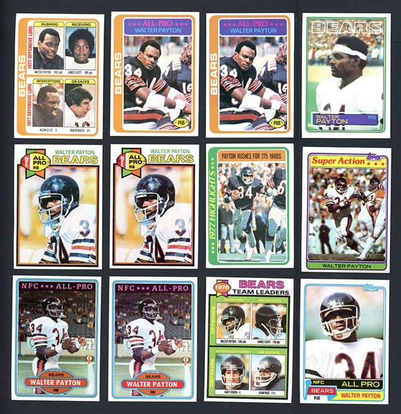 1978-83 Topps Football Group Of 34 Walter Payton Cards