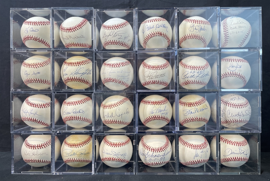 Group of (24) Signed Baseballs With Hall of Famers and Stars Including Berra, Musial