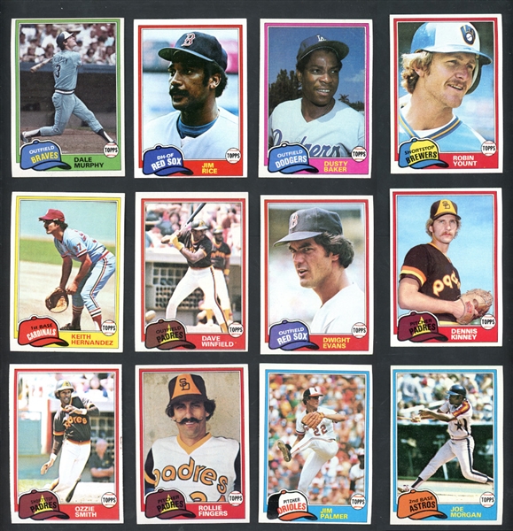 1981 Topps Baseball Group 500 Total Cards Including Stars & HOFers 