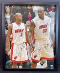 Dwayne Wade and Shaquille ONeal Signed and Framed 16x20 Photo Beckett LOA