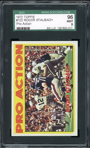 1972 Topps Pro Action #122 Roger Staubach SGC 9 MINT 