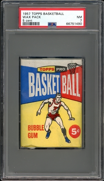 1957 Topps Basketball 5 Cent Wax Pack PSA 7 NM