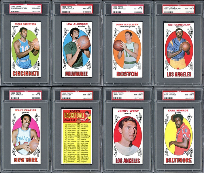 1969-70 Topps Basketball PSA 8 High Grade Complete Set, Each and Every Card Graded PSA 8 NM-MT