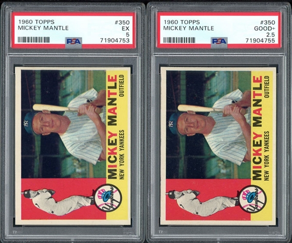 1960 Topps Mickey Mantle Lot Of Two (2) PSA Graded