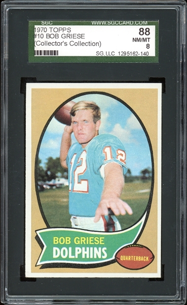 1970 Topps (Collectors Collection) #10 Bob Griese SGC 8 NM-MT