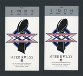 1986 Superbowl XX Pair Of Two (2) Ticket Stubs