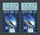 1987 Superbowl XXI Pair Of Two (2) Ticket Stubs