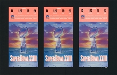 1989 Superbowl XXIII Group Of Three (3) Ticket Stubs