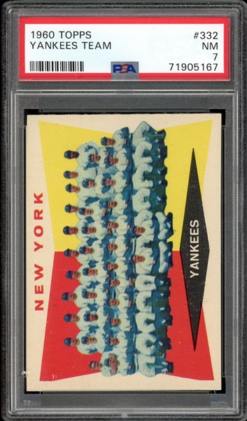 1960 Topps #332 Yankees Team PSA 7 NM 