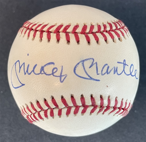 Mickey Mantle Signed OAL Brown Baseball Beckett