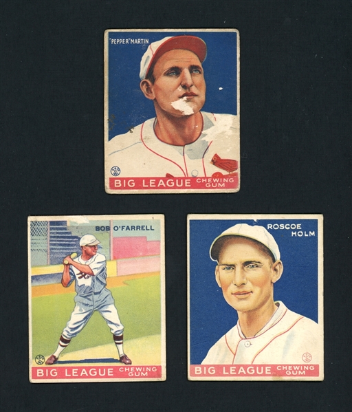 1933 Goudey Group Of Three (3) Cards