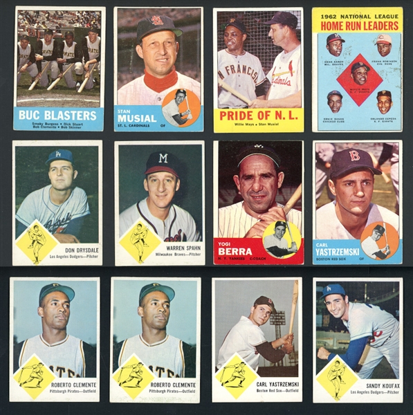 1963 Fleer And Topps Shoebox Collection Of Three-Hundred Eighty Five (385) Cards With HOFers And Stars