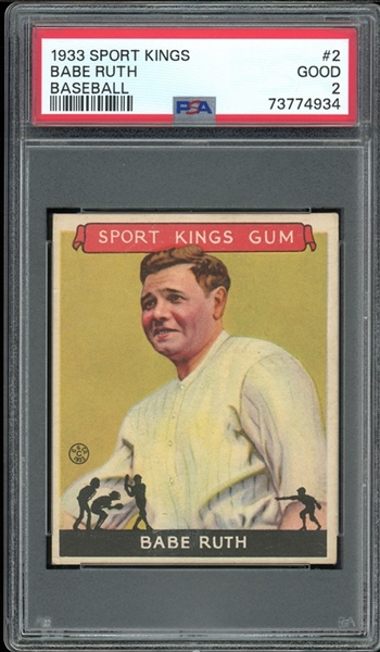 1933 Sport Kings #2 Babe Ruth Baseball PSA 2 GOOD