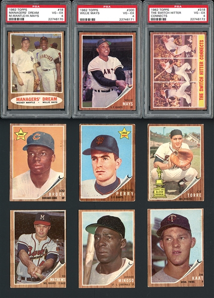 1962 Topps Partial Set (383/598) With Stars And Graded Cards