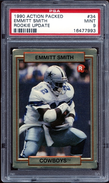1990 Action Packed Rookie Update #34 Emmitt Smith PSA 9 MINT
