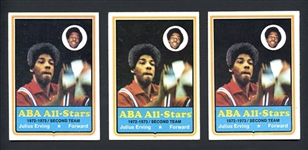 1973 Topps #240 Julius Erving All Stars Lot of Three (3)