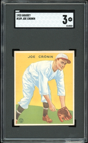 1933 Goudey #109 Joe Cronin SGC 3 VG