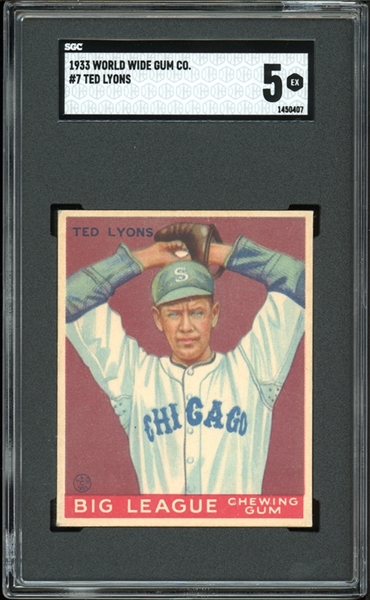 1933 World Wide Gum #7 Ted Lyons SGC 5 EX