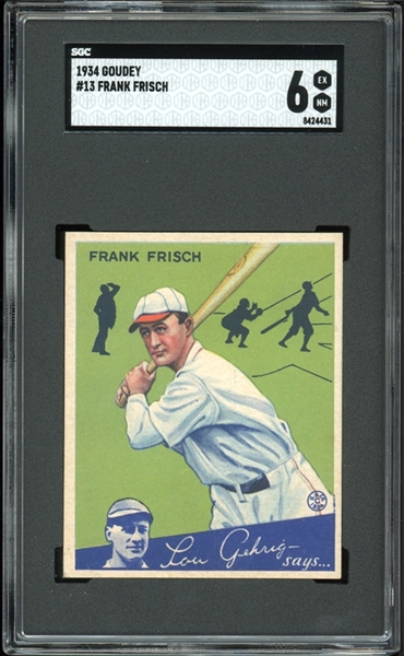 1934 Goudey #13 Frank Frisch SGC 6 EX-NM