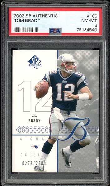 2002 SP Authentic #100 Tom Brady 272/1000 PSA 8 NM-MT
