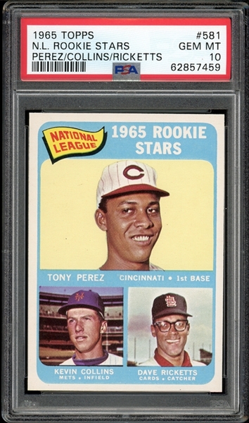 1965 Topps #581 N.L. Rookie Stars Tony Perez PSA 10 GEM MINT