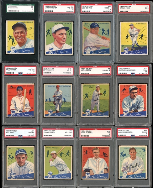 1934 Goudey Complete Set Completely Graded