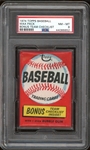 1974 Topps Baseball Wax Pack Bonus Team Checklist PSA 8 NM-MT