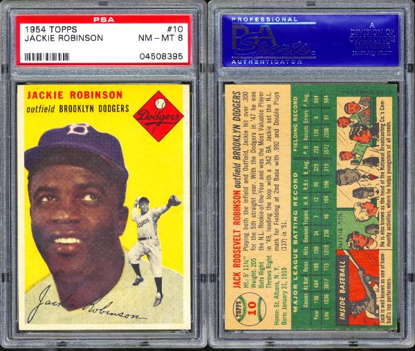 1954 Topps #10 Jackie Robinson PSA 8 NM-MT