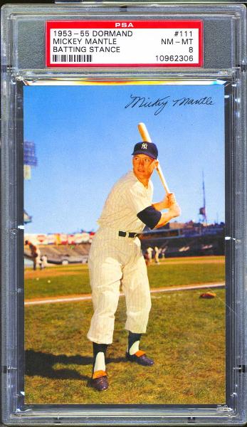 1953-55 Dormand Mickey Mantle Batting Stance PSA 8 NM-MT