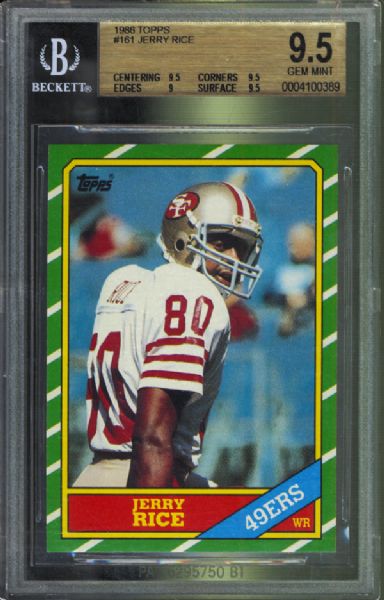 1986 Topps #161 Jerry Rice BGS 9.5 GEM MINT