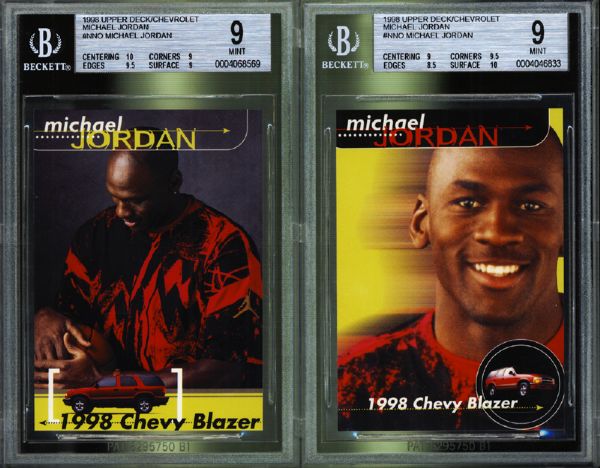 1998 Upper Deck Michael Jordan Chevrolet Group of 2 BGS 9 MINT