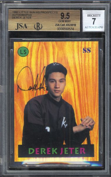 1992 Little Sun HS Prospects Autographs Derek Jeter BGS 9.5 GEM MINT