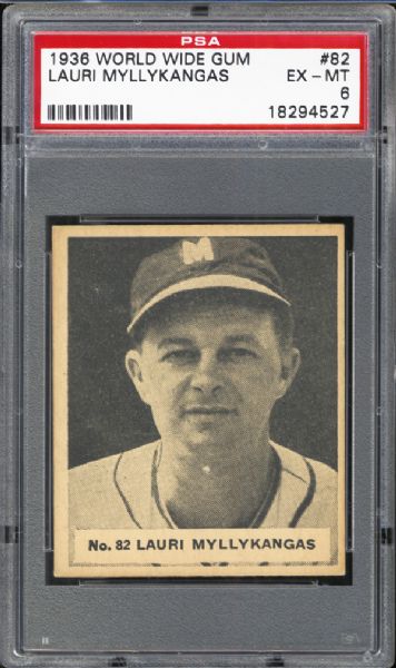 1936 World Wide Gum #82 Lauri Myllykangas PSA 6 EX/MT