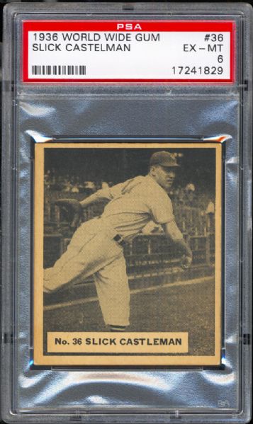 1936 World Wide Gum #36 Slick Castleman PSA 6 EX/MT