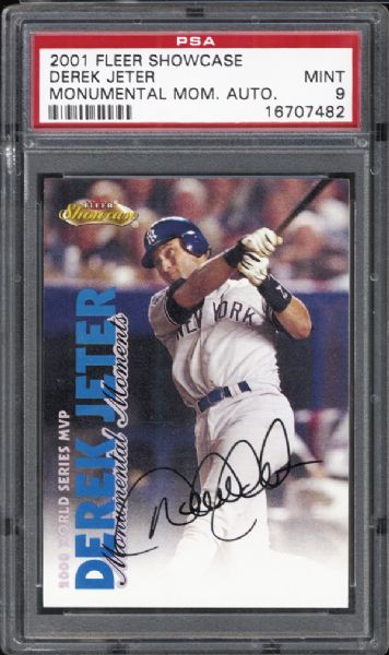 2001 Fleer Showcase Derek Jeter Monumental Moments Autograph PSA 9 MINT